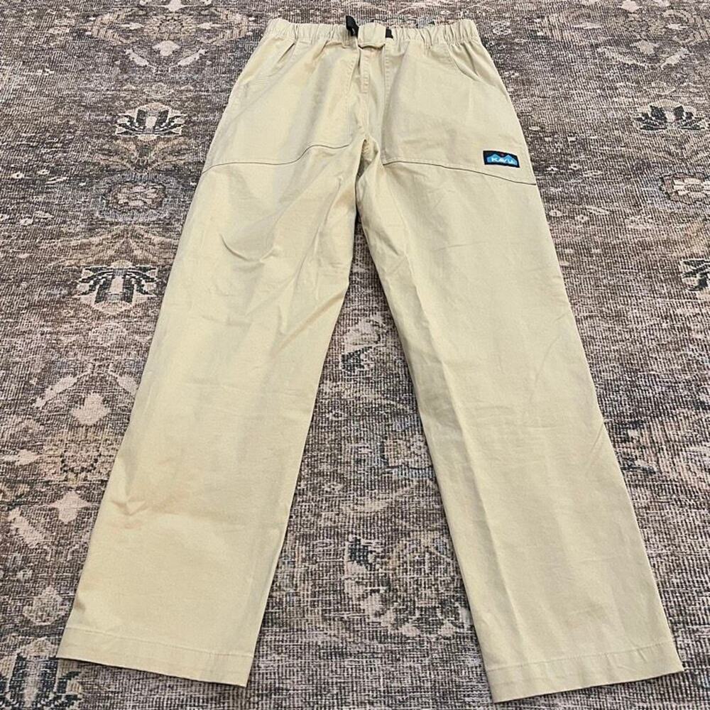 KAVU Klimber Pants Womens S Khaki Tan Organic Cotton Belted Climbing Pants